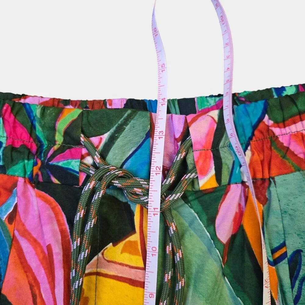 Farm Rio Banana Foliage Cargo Pants S Bold Colorful Tropical Resortwear NWT - Picture 9 of 12
